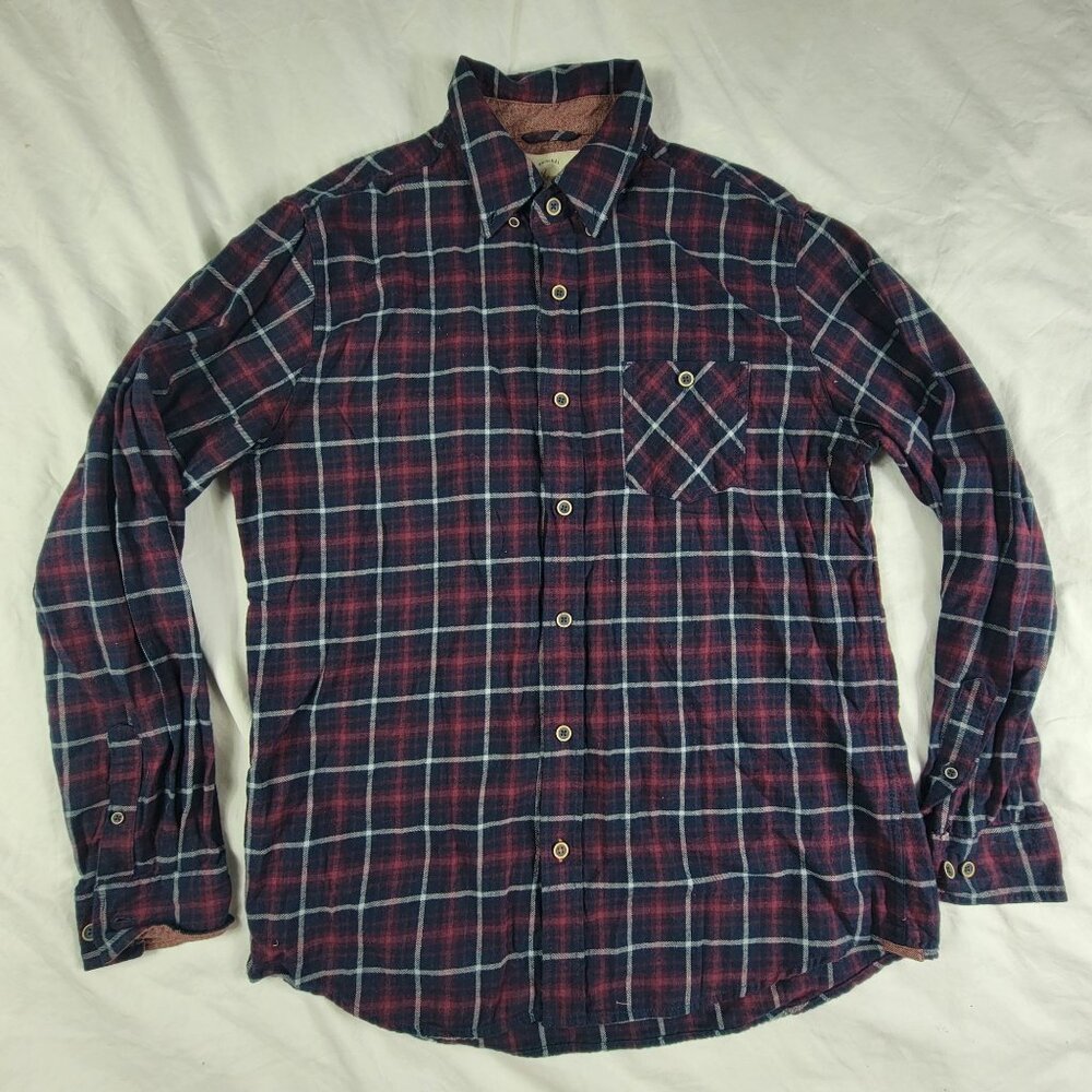Weatherproof Mens Large Plaid Flannel Shirt Blue Red Long Sleeve Casual Outdoors